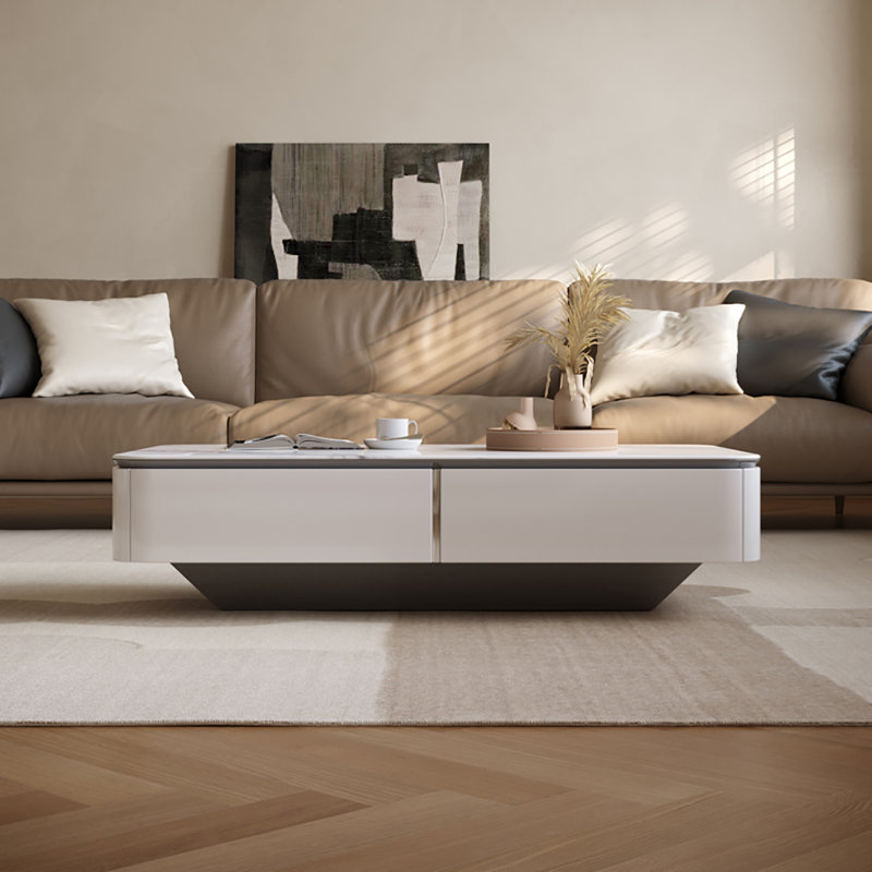 Table basse très simple en pierre micro-cristalline, H 15,7 po x L 51,2 po x l 27,6 po