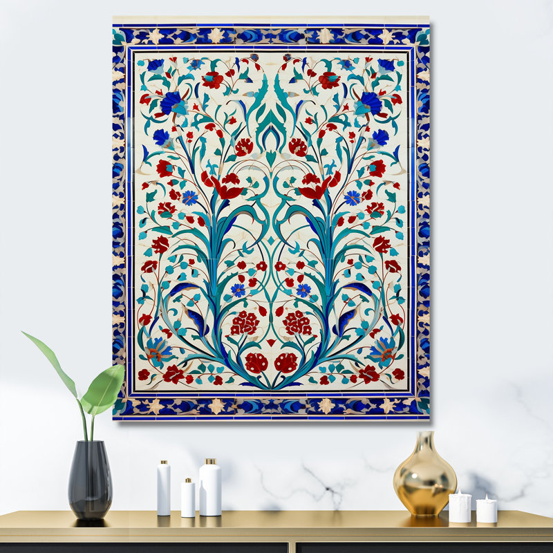 «Blue Tile», art mural mural marocain II, Toile tendue, H 20 po x l 12 po x P 1 po