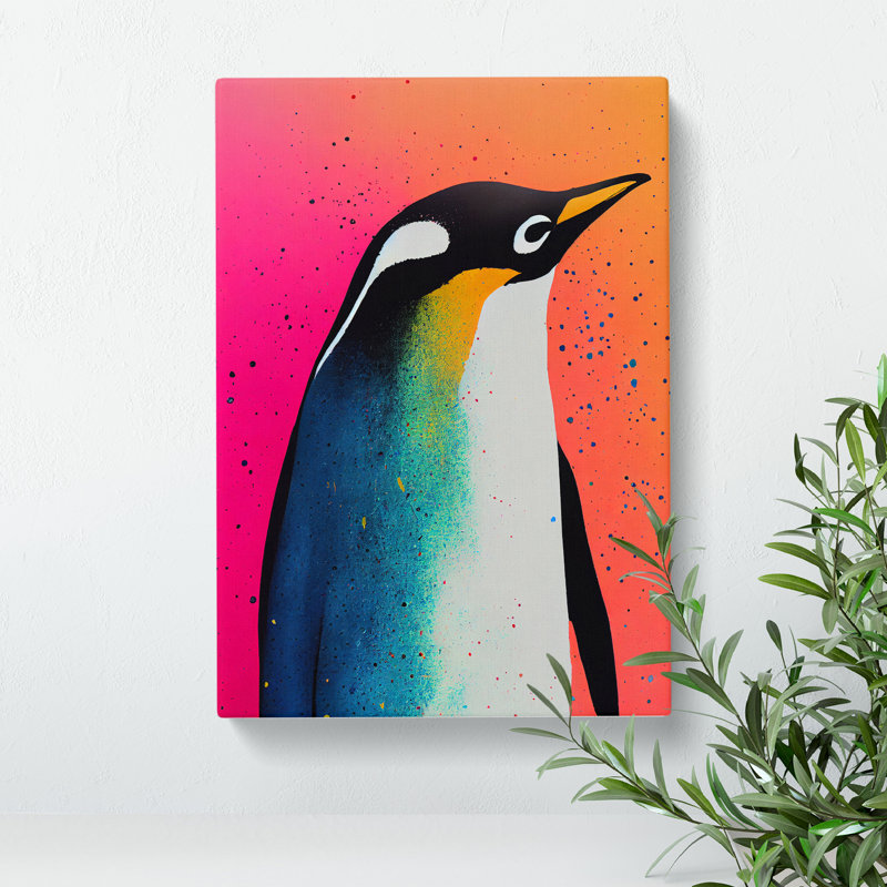 Penguin In Colour No.1 Abstract - Wall Art, Wrapped Canvas, 76cm H x 50cm W, No Matte