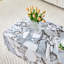 Table basse luxueuse en MDF à motif de marbre blanc