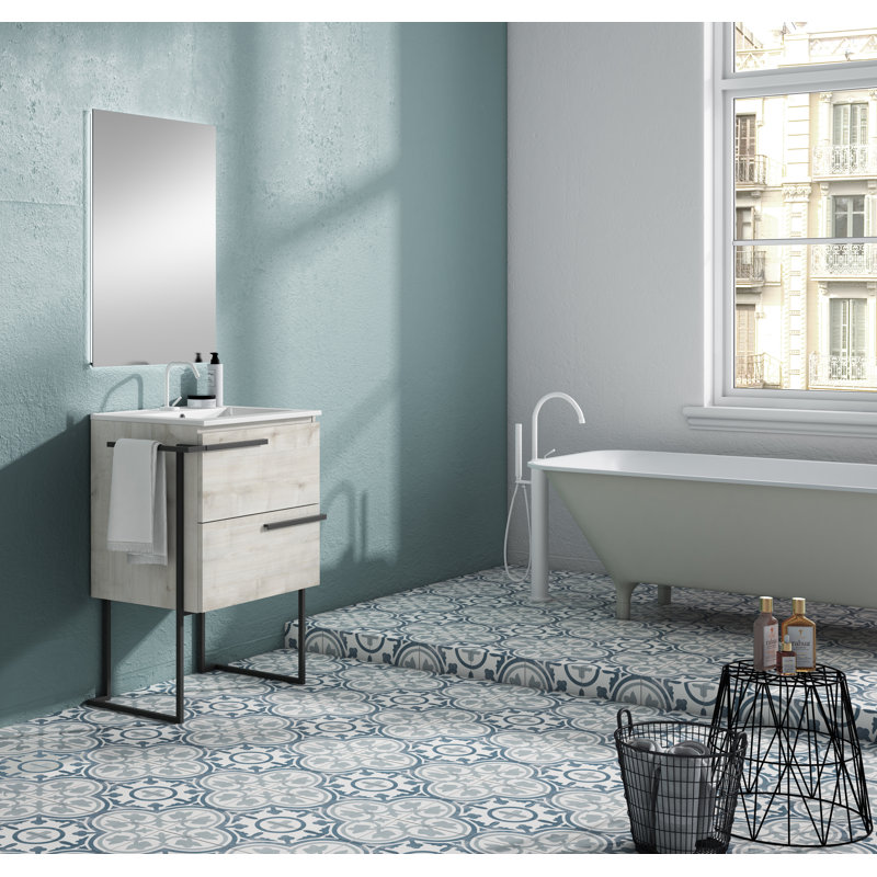 Aquilar 43.75'' Single Bathroom Vanity with Ceramic Top, Abedul