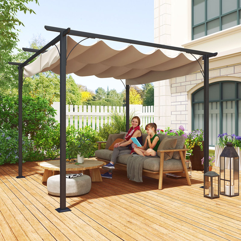 3m x 3m Metal Pergola, Beige