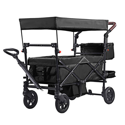 Wagon Stroller Push Pull Quad Collapsible Stroller With Adjustable Handle