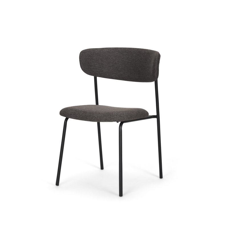 Chaise d'appoint de salle à manger à dossier ouvert en tissu gris et noir