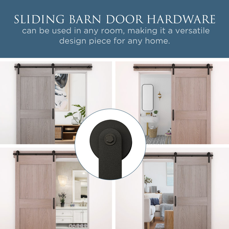 Matte Black 72-Inch Barn Door Hanger Kit with Screws