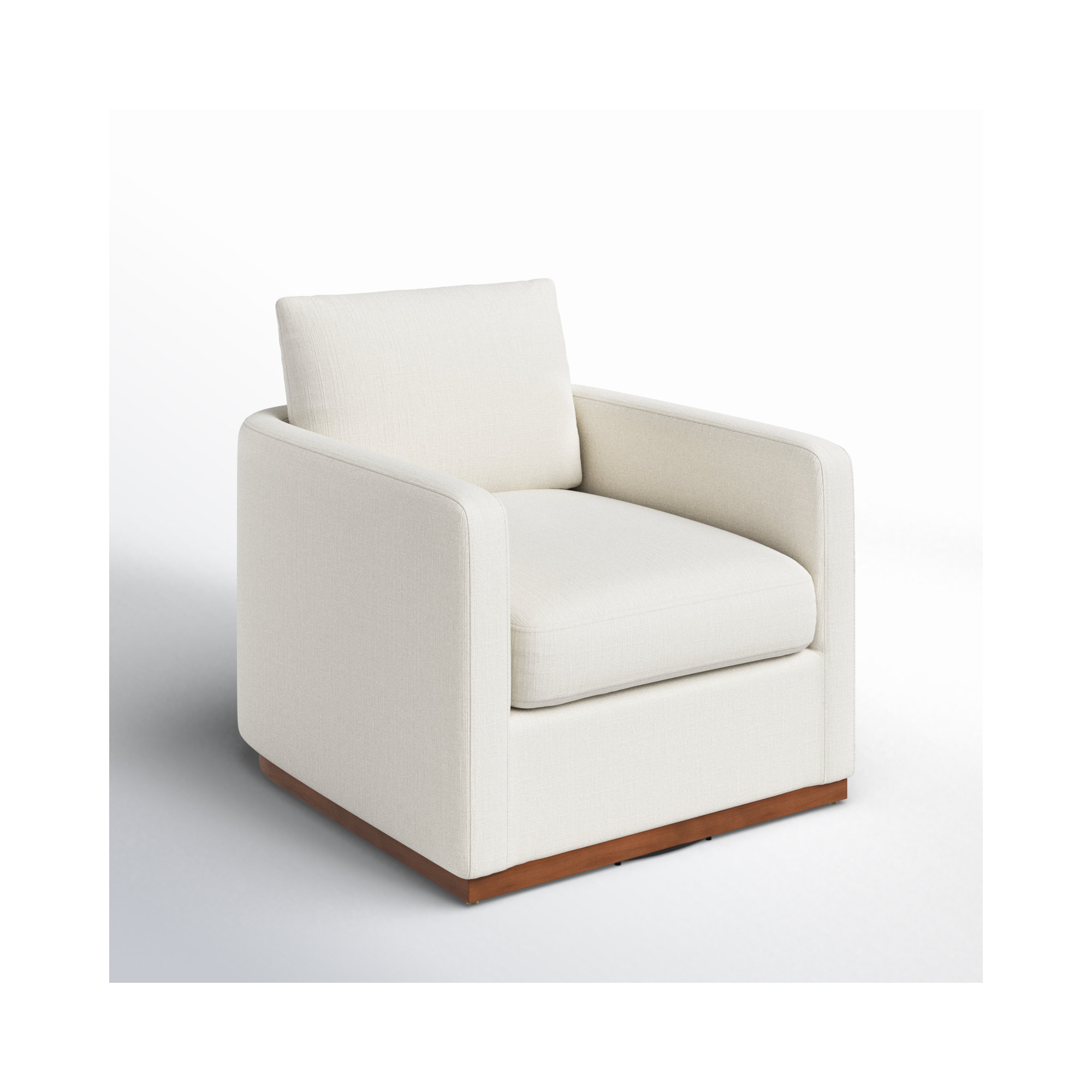 Bobbi Rounded Back Upholstered Swivel Armchair, Flannigan Cotton Performance Weave