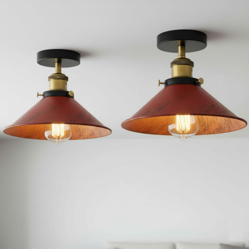 Semi Flush Mount, Rustic Red