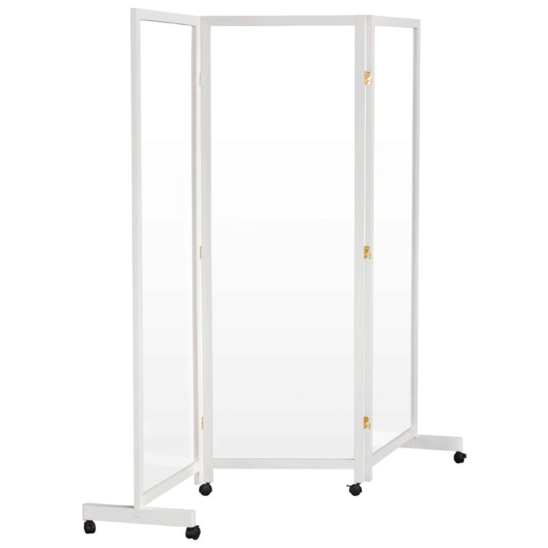 Alayzhia 69" Tall Clear Plastic Partition on Wheels, White