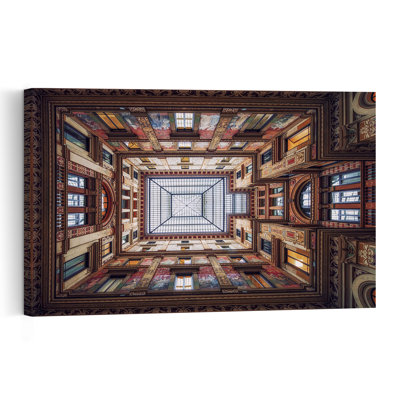 Ornate Italian Atrium Classic Elegant Vintage Architecture Wall Art Print by Massimo Cuomo - Wrapped Canvas Print
