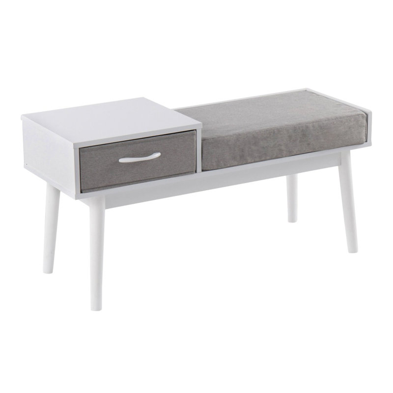 Himmel Polyester Blend Upholstered Storage Bench, White