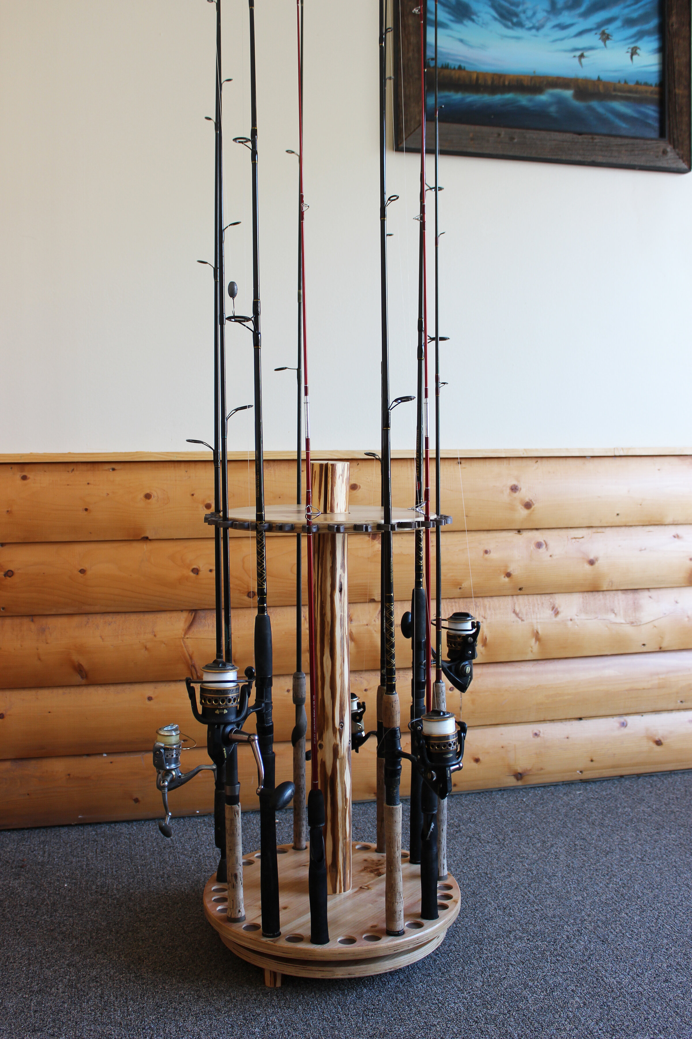 Wood Freestanding Fishing Rack