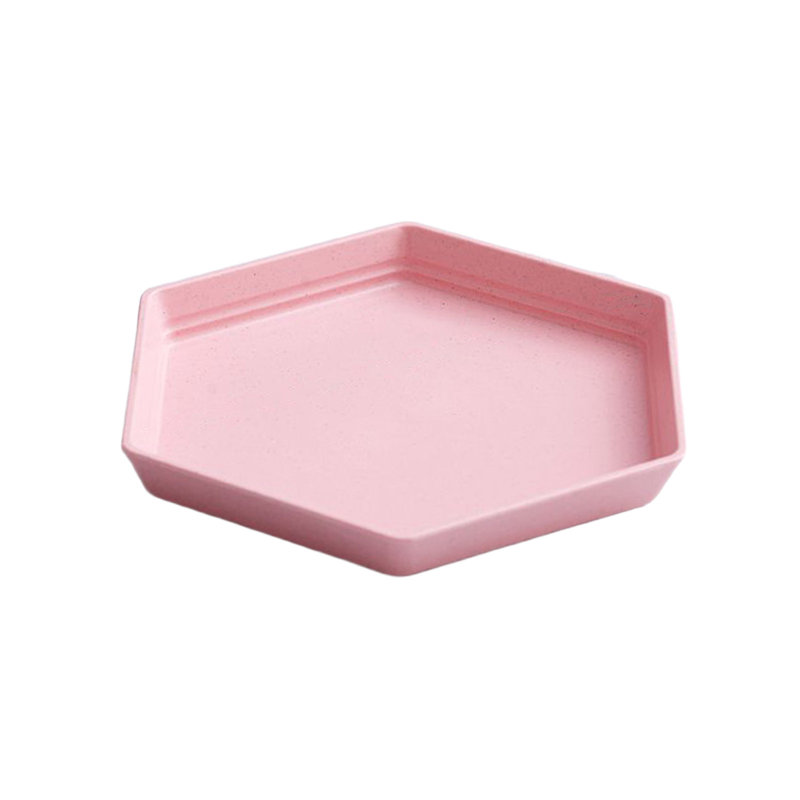 Mini-assiette carrée en paille de blé réutilisable 5,9 x 5,9 po, Rose
