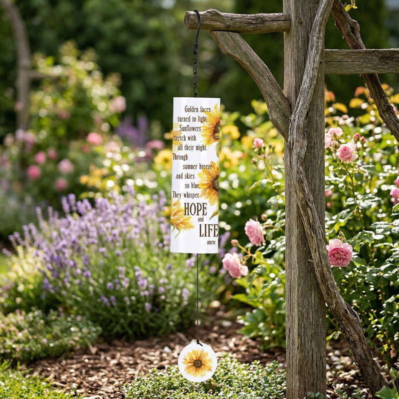 Windchime tournesols visages dorés fer