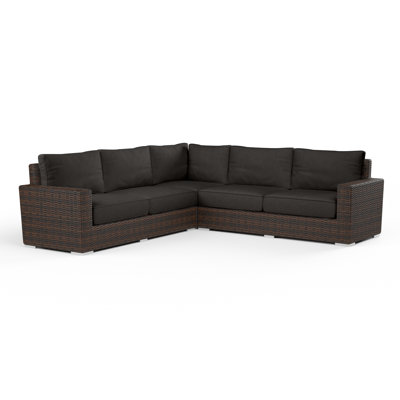 106'' High-Density Polyethylene (HDPE) Wicker Outdoor Patio Sectional with Sunbrella® Cushions