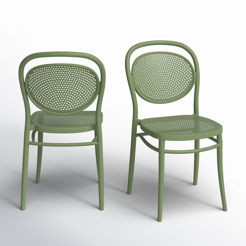 Farrah Stacking Patio Dining Side Chair, Olive Green