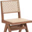 Ensemble de deux chaises d'appoint en bois massif et rotin