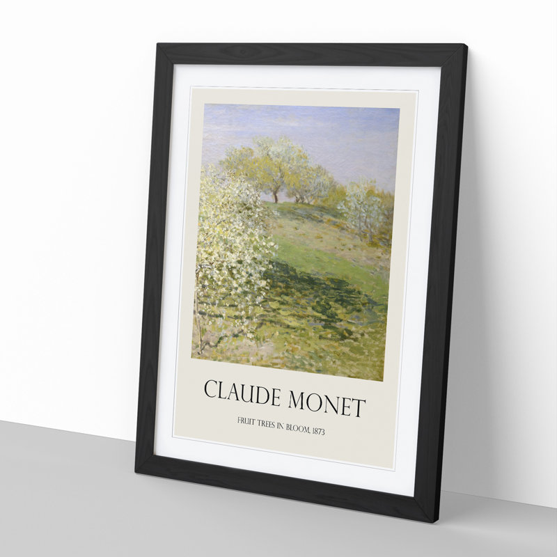 Spring Fruit Trees In Bloom by Claude Monet - Single Picture Frame Print, Black Framed, 36cm H x 27cm W x 2cm D
