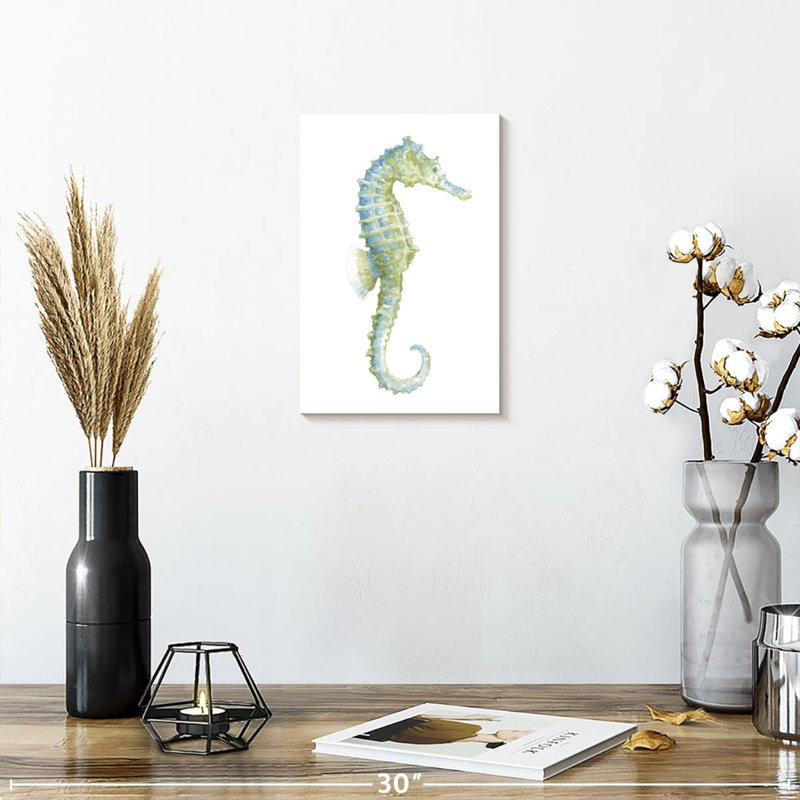 Brampt aquarelle hippocampe I, H 12 po x l 8 po