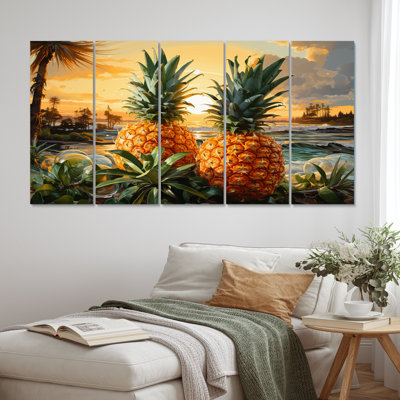 Pinneapple Delight - impression d'art mural fruits - 5 panneaux égaux