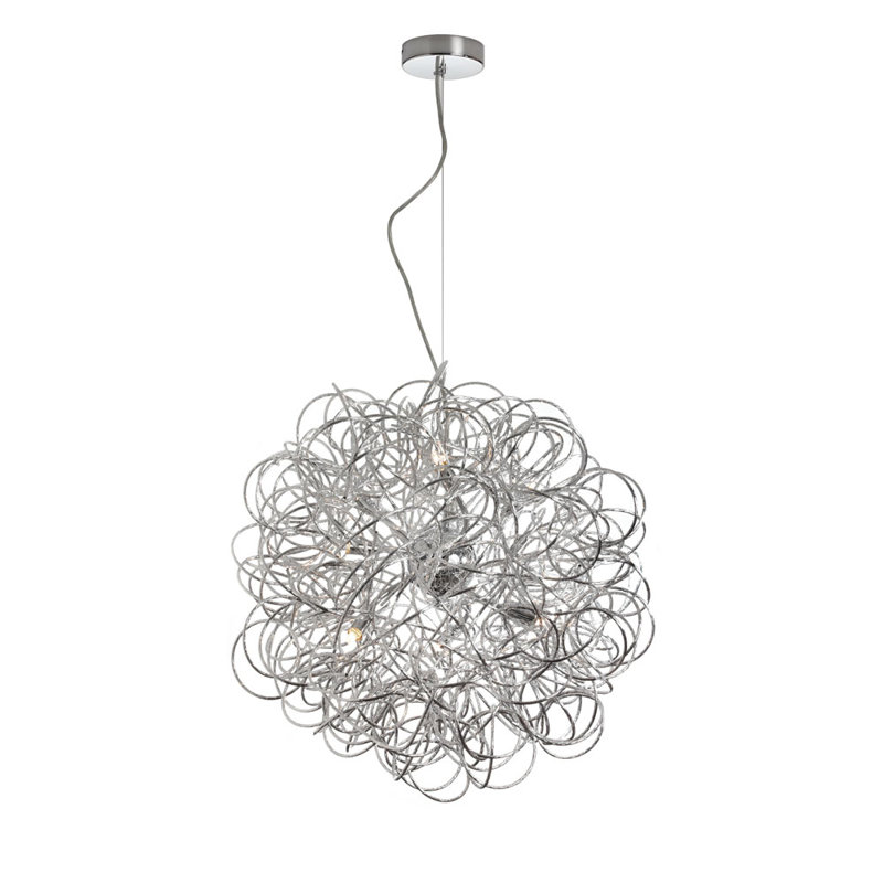 Borys 6 - Light Dimmable Globe Chandelier, Satin Chrome