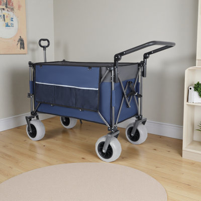 Chariot de chariot pliant multifonctionnel avec poignée tournante et pneus de plage 9 po x 4 po pour camping et plage - 300 L très résistant