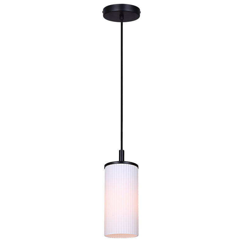 Luminaire suspendu cylindrique à 1 lumière Bodell, Noir mat