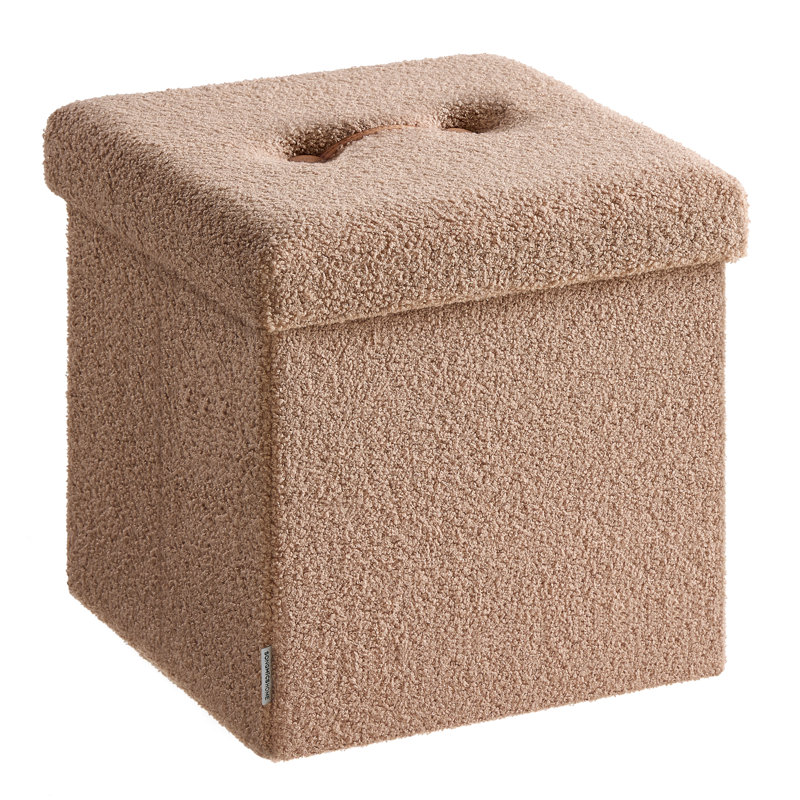 38cm Wide Tufted Square Cube Ottoman with Storage, Brown