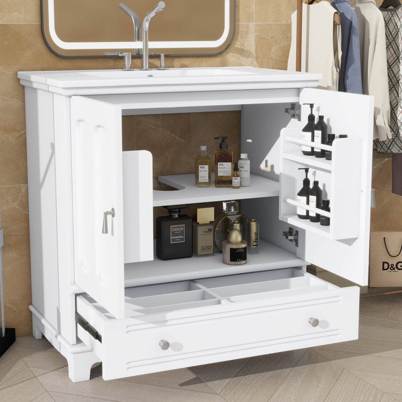 Meuble-lavabo 30 po avec lavabo et comptoir intégré, Blanc