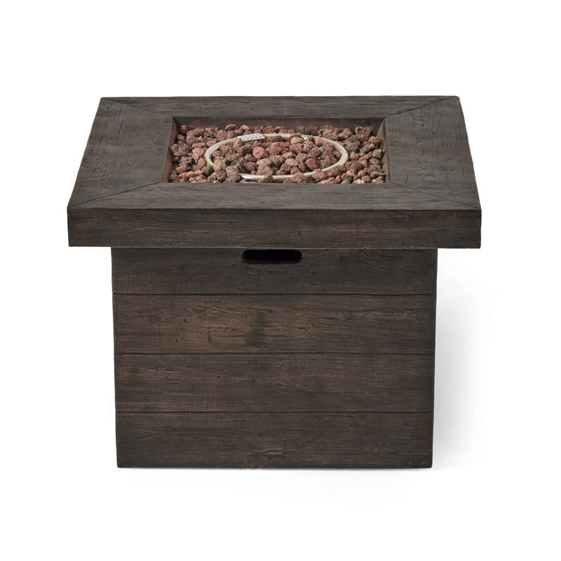 32'' Square MGO Gas Fire Pit - 40,000 BTU Outdoor Fire Table with Protective Cover & Lava Rock, Perfect for Backyard Gatherings with Family/Friends