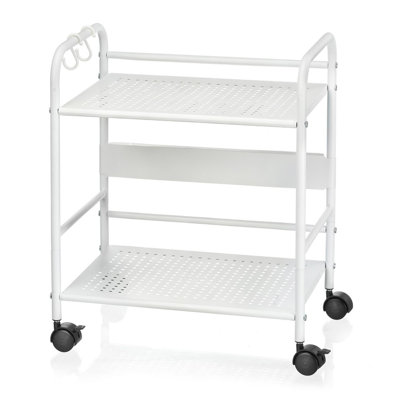 2‑Tier Compact Metal Rolling Cart, Under‑Desk Mobile Storage Organizer With Wheels