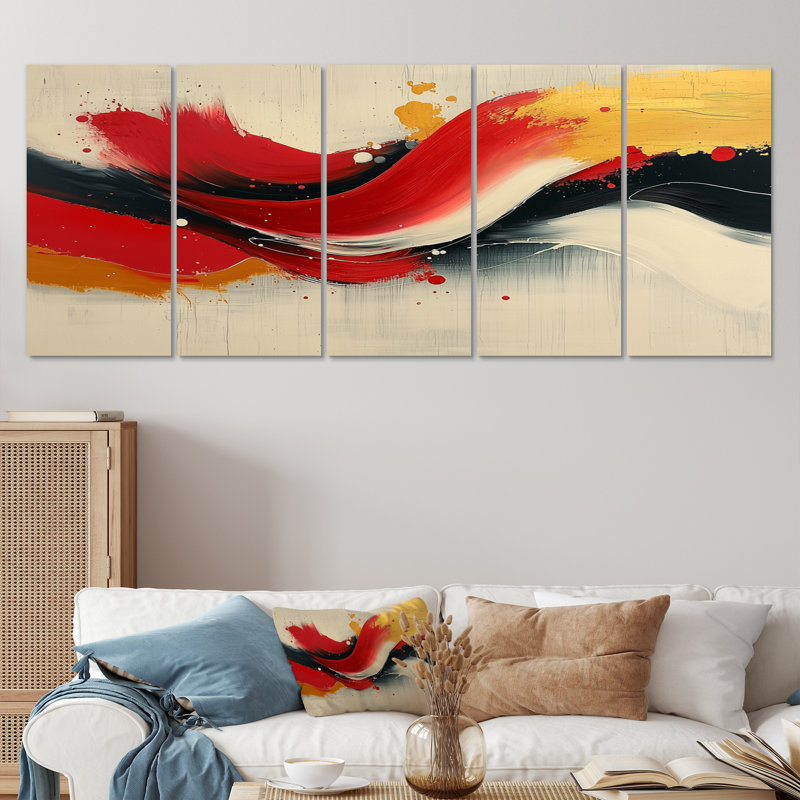«Chaos Harmony of Wild Volcano Lava II», art mural fauvisme - décoration murale moderne, H 28 po x l 60 po, 5