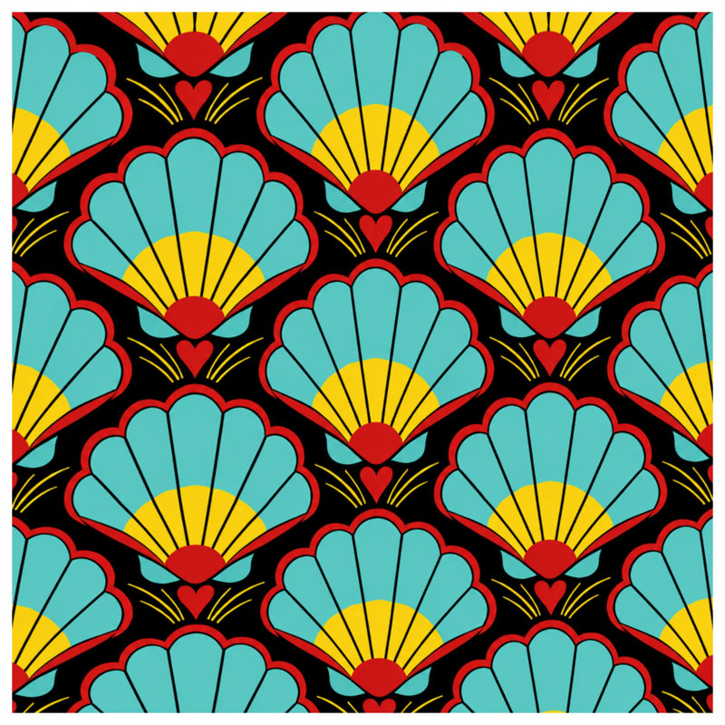 Art Deco Shell Motif Blankets, 50in W x 60in H