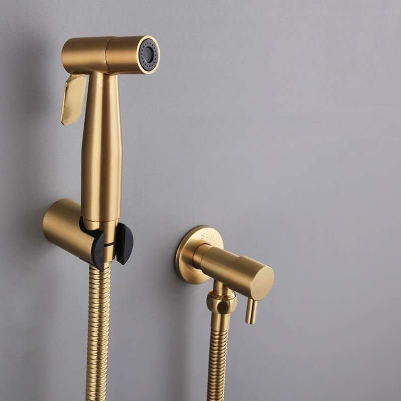 Stainless Steel Bidet Sprayer Kit For Toilet,Stainless Steel,Waterproof,Black, Brushed Gold