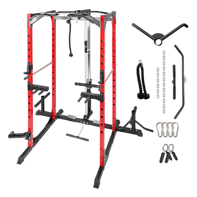 Multi-Function Power Cage with Adjustable Cable System and Pull-Up Bar