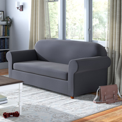 Textured Grids 2 Pieces High Stretch Soft Box Cushion Sofa Slipcover