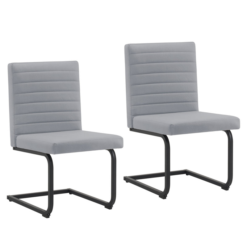 19" H Mid-Century Modern Armless High Back Side Chair Leathaire Upholstered Dining chairs, Gray
