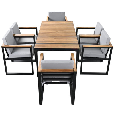 Ensemble de salle à manger 7 pièces avec ensemble de chaises et coussins amovibles pour patio, jardin et jardin