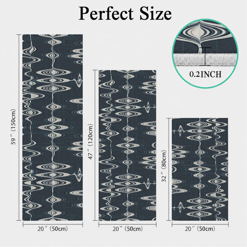 Tapis de cuisine lavables antidérapants à motif géométrique
