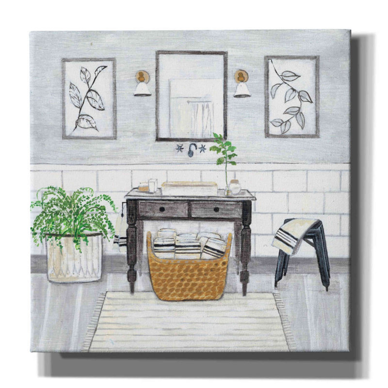 «Upstate Farmhouse Bath I» par Inconnu JD, reproduction sur toile tendue, H 26 po x l 26 po x P 1,5 po