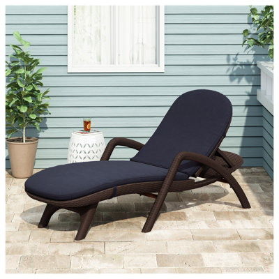 Coussin de chaise longue Mikael - Bleu marine, 79 x 28 x 1 pouces, rembourrage en mousse pour les meubles de patio