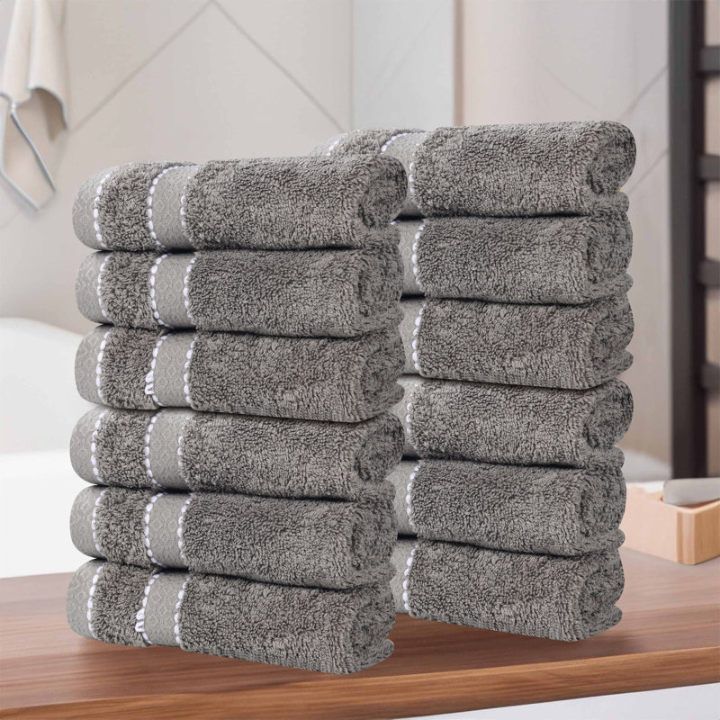 Fowlerville Egyptian Giza Cotton Wash Cloth, Charcoal