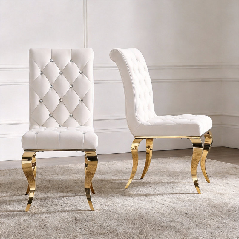 Kinna Dining Chair, Blanc, Or