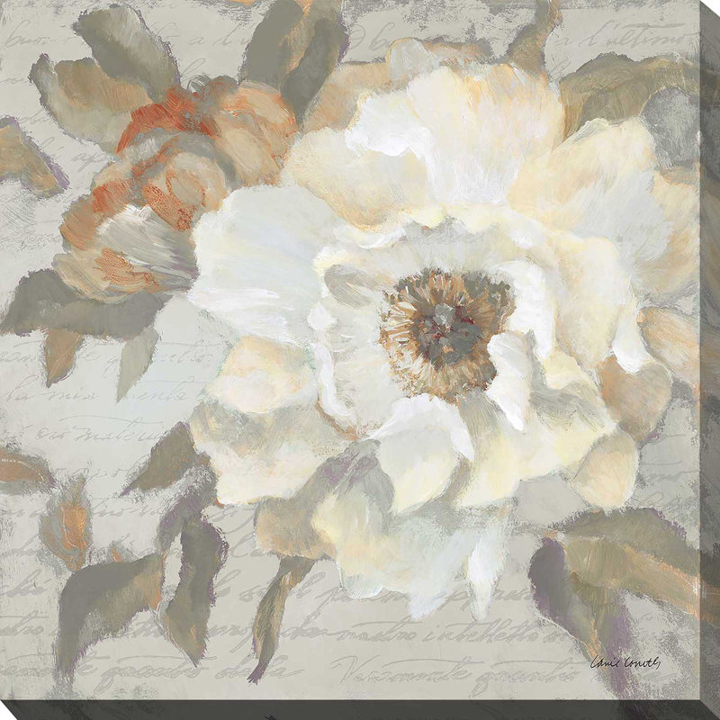 Blooming Peony Lettre I par Lanie Loreth - Peinture, Toile tendue, H 36 po x l 36 po x P 1,5 po