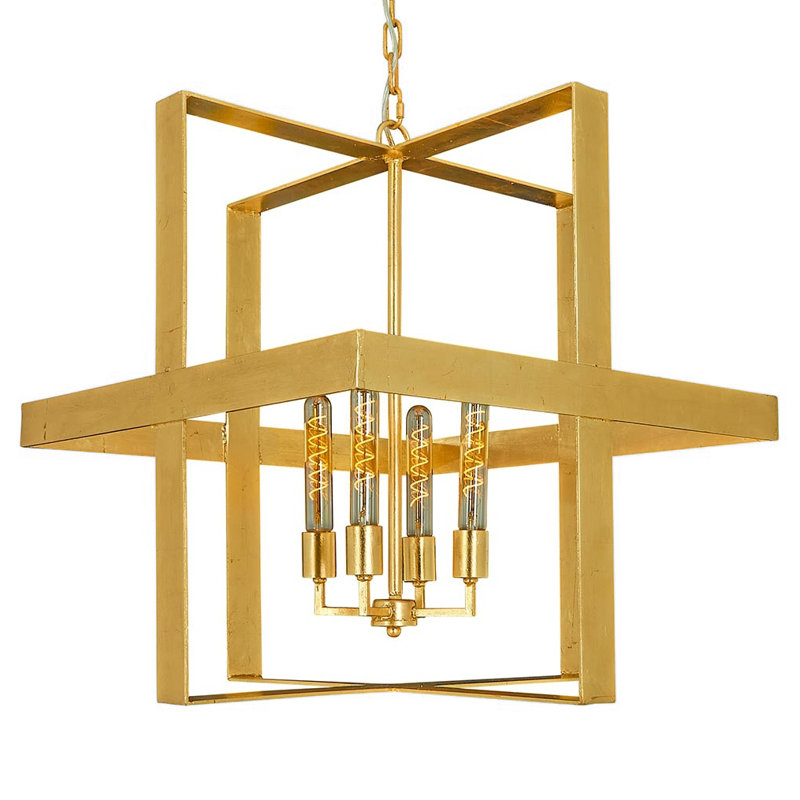 Lustre géométrique à 4 lumières de style bougie Manhattan