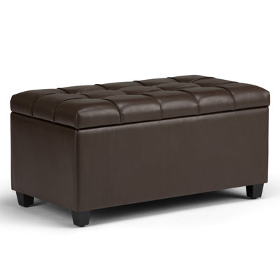 Sienna 33"W Upholstered Storage Ottoman Bench with Lift-Up Tufted Top