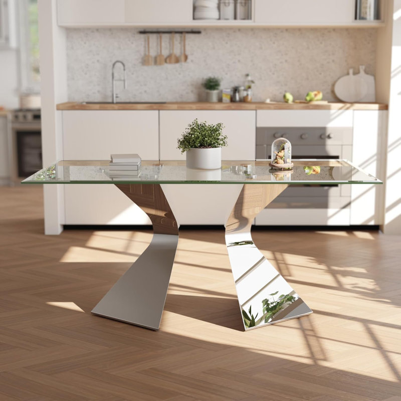 Naleya Metal Base Dining Table, Gold