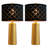 24” Golden Pillar Lamp Set With Black Grided Shade(Set Of 2)