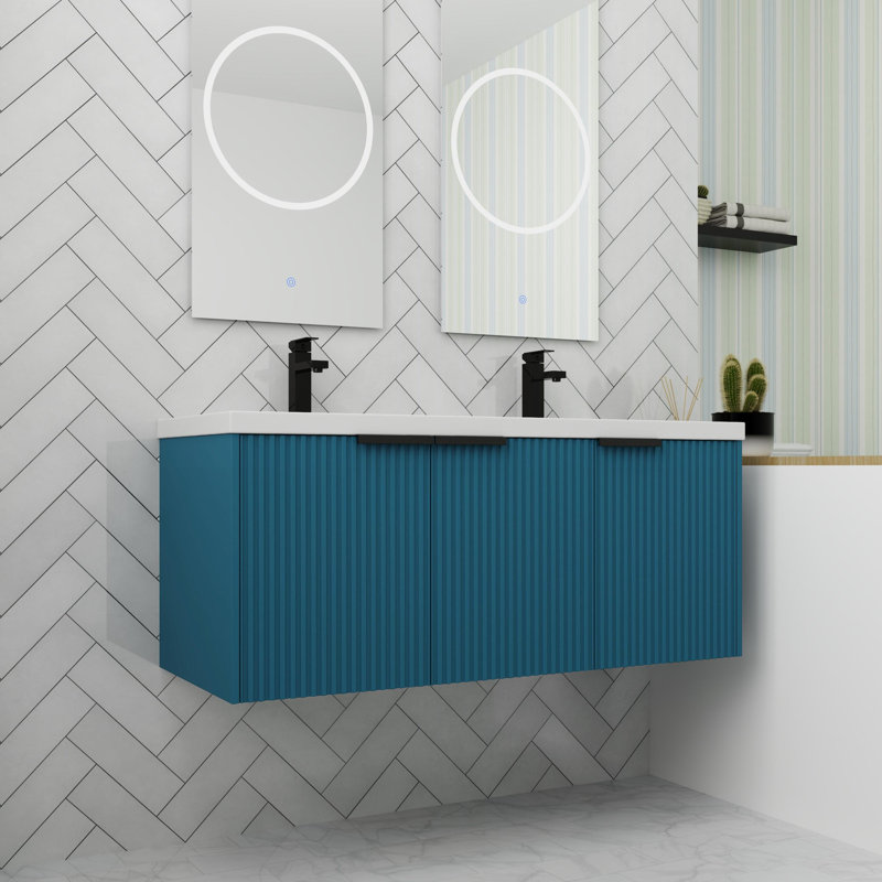 Meuble-lavabo 48 po avec lavabo en résine, Bleu