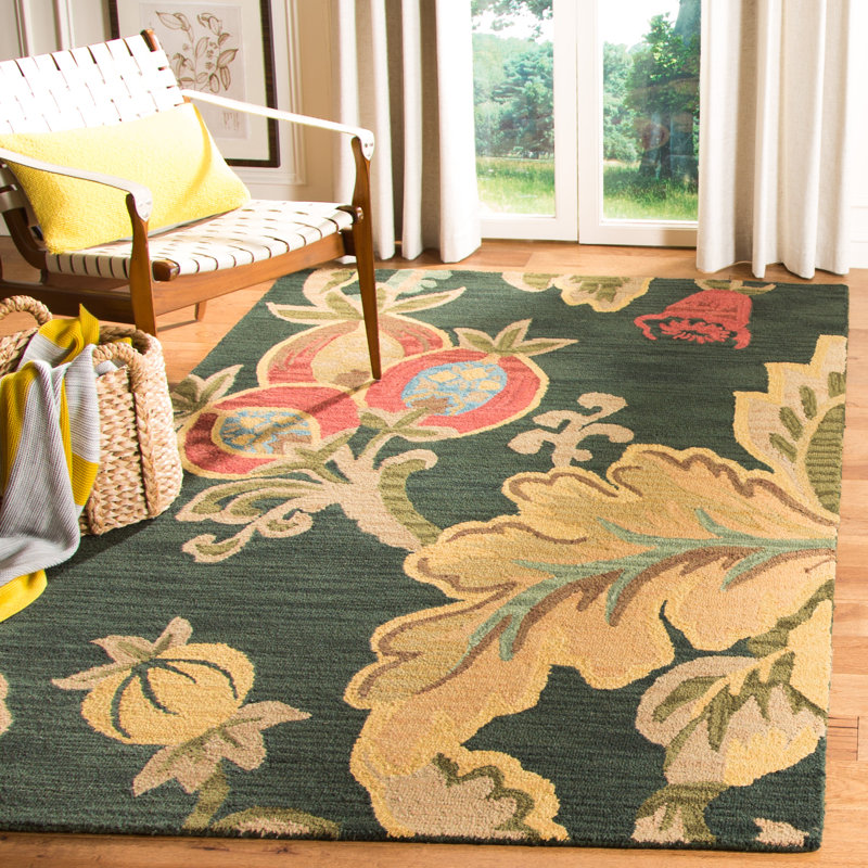 Arber Jardin Hand Tufted Wool Floral Rug, Rectangle 4' x 6'