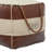 Brown Canvas Text Stuffed Pouf with Leather Accents